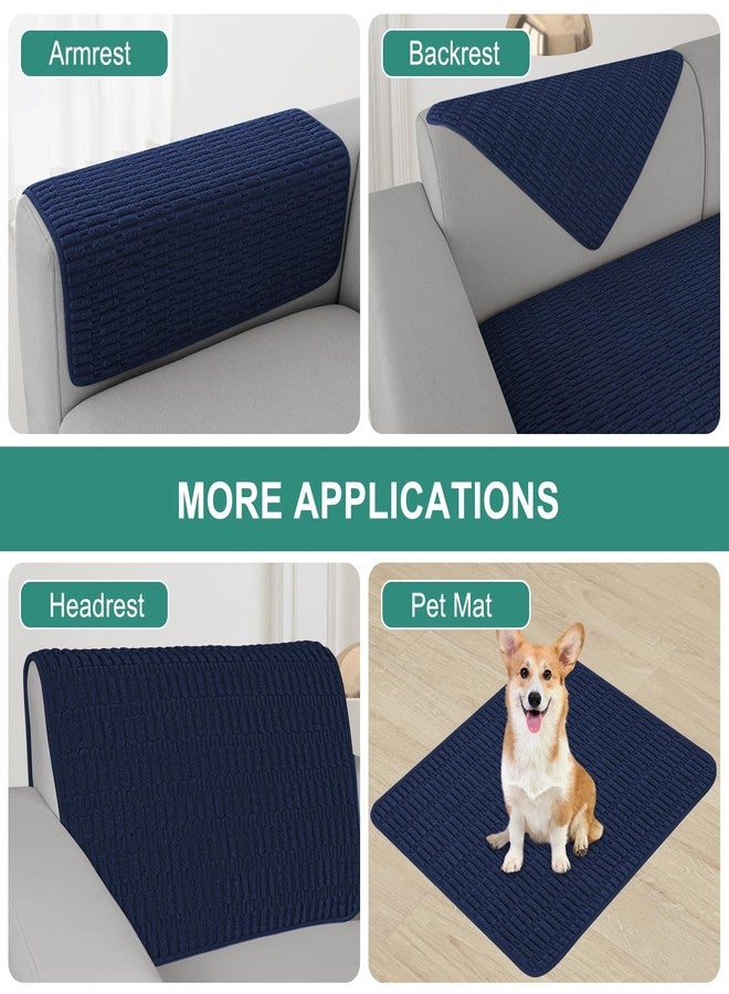 Foxdecor Couch Arm Covers Sofa Arm Covers, Arm Chair Covers Set of 2, Non-Slip Chair Arm Covers, Arm Rest Cover for Sofa, Armchair Slipcovers Couch Protector (Dark Blue 20x20 inch) - Image 4
